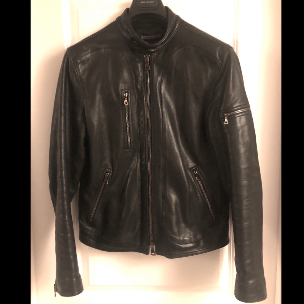 John Varvatos Lambskin Motorcycle Leather Jacket